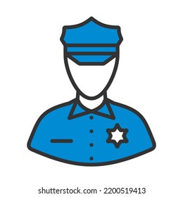 Policeman Icon. Editable Bold Outline With Color Fill Design. Vector Illustration.