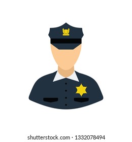 Policeman icon. Flat color design. Vector illustration.