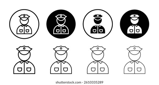 Policeman icon Flat fill set collection