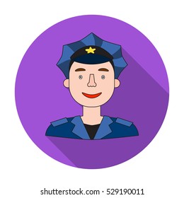 Policeman icon in flat style isolated on white background. People of different profession symbol stock vector illustration.