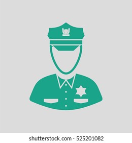 Policeman icon. Gray background with green. Vector illustration.