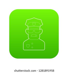 Policeman icon green vector isolated on white background