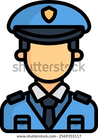 Policeman Icon Lineal Color Vector Illustration