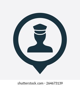 policeman icon map pin on white background 