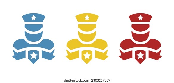 policeman icon, medal, veteran, vector illustration