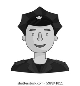 Policeman icon in monochrome style isolated on white background. People of different profession symbol stock vector illustration.