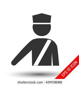 Policeman icon. Officer sign. Simple flat logo of policeman on white background. Vector illustration.