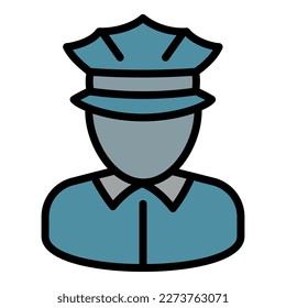 Polizist Symbol Umrissvektor. Elementverbrechen. Badstation