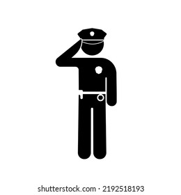 Policeman Icon, Police Officer Pictogram, Isolated Vector Silhouette