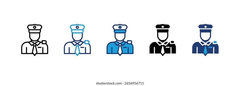 Symbolsatz für mehrere Stilkollektionen von Polizisten