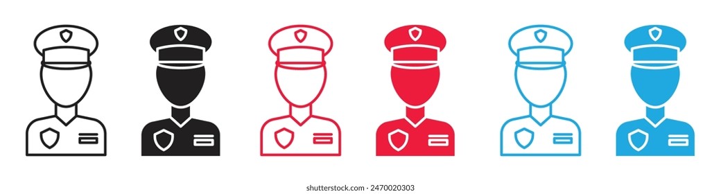 Policeman icon showing a uniformed officer, ideal for public safety campaigns and law enforcement materials