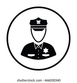 Policeman icon. Thin circle design. Vector illustration.