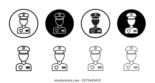 Policeman icon Thin line art collection