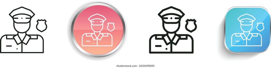 policeman icon. Thin Linear, Regular and Button Style Design Isolated On White Background