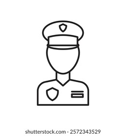 Policeman icon Vector flat thin line illustration