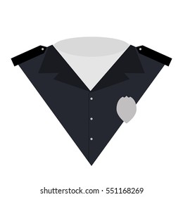 Policeman icon vector illustration. Flat icon isolated on white background. Blue police suit with a T-shirt and a badge. Policeman uniform logo