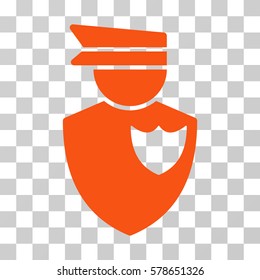 Policeman icon. Vector illustration style is flat iconic symbol, orange color, transparent background. Designed for web and software interfaces.