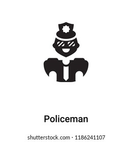 Policeman icon vector isolated on white background, logo concept of Policeman sign on transparent background, filled black symbol