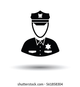 Policeman icon. White background with shadow design. Vector illustration.