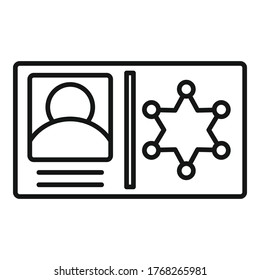 Policeman id wallet icon. Outline policeman id wallet vector icon for web design isolated on white background