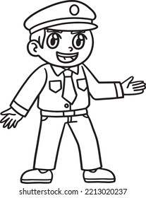 Policeman Isolated Coloring Page For Kids