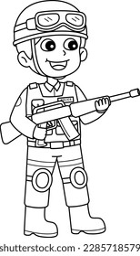 Policeman Isolated Coloring Page for Kids