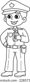 Policeman Isolated Coloring Page for Kids