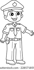 Policeman Isolated Coloring Page for Kids