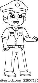 Policeman Isolated Coloring Page for Kids