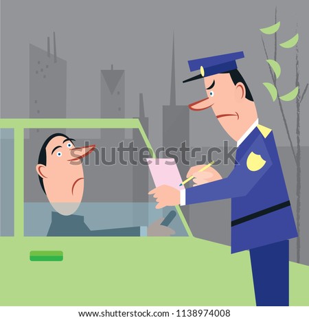 Policeman issuing ticket fine to driver