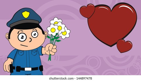 policeman kid cartoon background in vector format very easy to edit