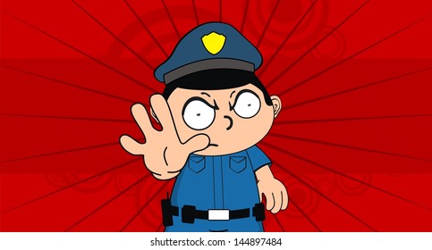 policeman kid cartoon background in vector format very easy to edit
