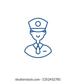 Policeman line icon concept. Policeman flat  vector symbol, sign, outline illustration.