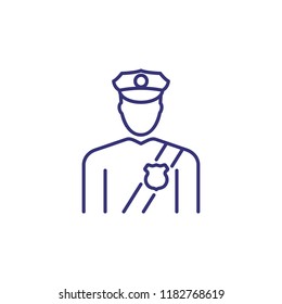 Policeman line icon. Police officer, cop, avatar. Justice concept. Can be used for topics like law enforcement, police staff, uniform, occupation