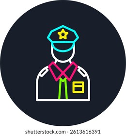 Policeman Line Multi Colour Circle