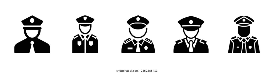 Policeman linear icon. Police officer icon. Police Icon. Characters of professions police Icon. Security Officer icons in vector. Logotype, Policeman avatar vector icons