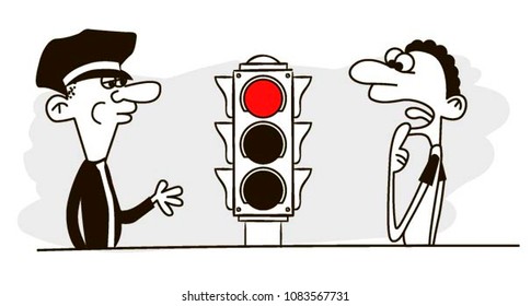 Policeman and man. Bad habits. Vector