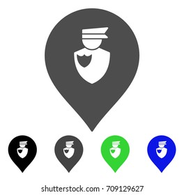 Policeman Marker vector icon. Style is a flat graphic symbol in black, gray, blue, green color variants. Designed for web and mobile apps.