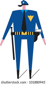 Policeman with night stick and gun