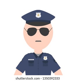 Policeman officer character flat cartoon design , vector illustration avatar icon and sign of police.