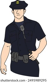 A policeman on a white background. Vector illustration. Isolated illustration.