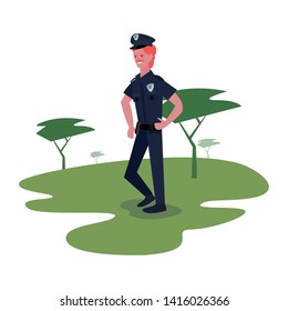policeman in the park icon vector ilustrate