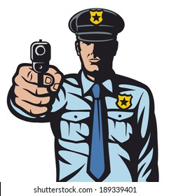 policeman pointing a gun 