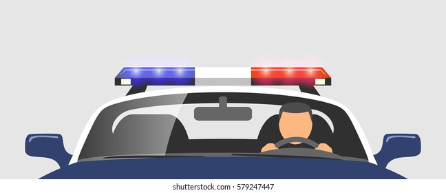 Policeman in the police car