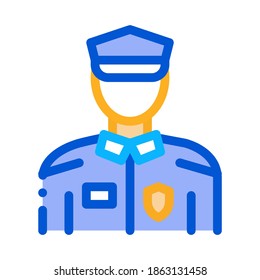 Policeman In Police Suit Icon Vector. Outline Policeman In Police Suit Sign. Isolated Contour Symbol Illustration