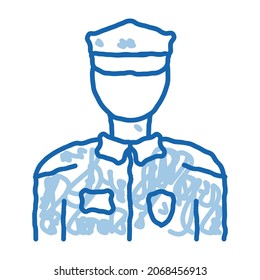 Policeman In Police Suit sketch icon vector. Hand drawn blue doodle line art Policeman In Police Suit sign. isolated symbol illustration