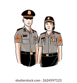 imagem de ilustração vetorial de policial e mulher policial