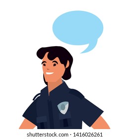 policeman portrait speech bubble icon vector ilustrate
