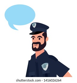 policeman portrait speech bubble icon vector ilustrate
