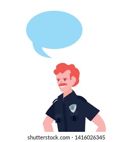 policeman portrait speech bubble icon vector ilustrate
